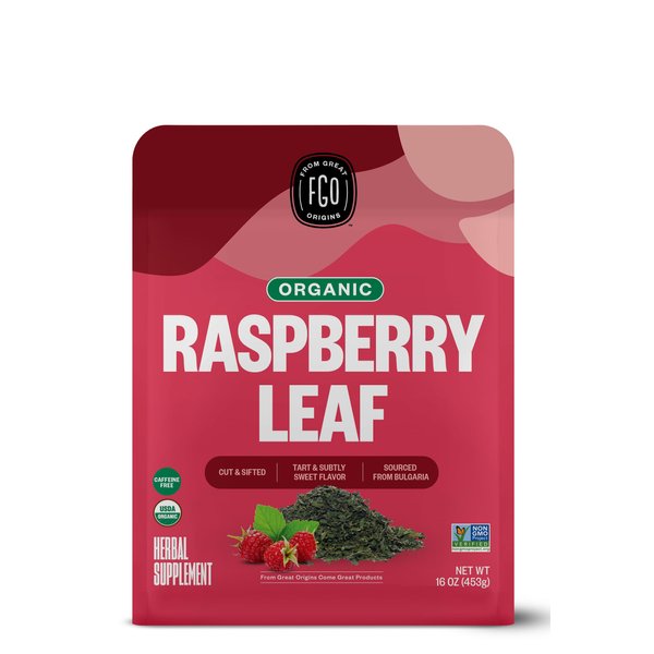 FGO Organic Red Raspberry Loose Leaf Tea, Cut and Sifted, 16oz, Packaging May Vary (Pack of 1)