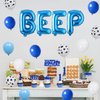 55Pcs Little Blue Truck Farm Theme 1st Birthday Party Decoration with Beep Beep Happy Birthday Banner Blue Truck Beep One Cake Topper for Kids Boys Girls First Birthday Party Supplies
