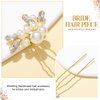 Kilshye Pearl Bride Wedding Hair Pins Gold Rhinestone Bridal Hair Pieces Crystal Prom Hair Accessories for Women and Girls (Pack of 3) (Gold)