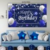 Navy Blue Birthday Decorations for Men Boys Women Girls, Blue and Silver Party Decorations with Happy Birthday Banner Backdrop Tablecloth Blue Star Balloons Silver Fringe Curtains Party Supplies