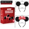 Lucky Will 20 Pack Mouse Ears Headband Classic Solid Black and Red Bow Ears Headbands Bulk for Kids and Adults - Boys & Girls Mouse Themed Birthday Party Supplies