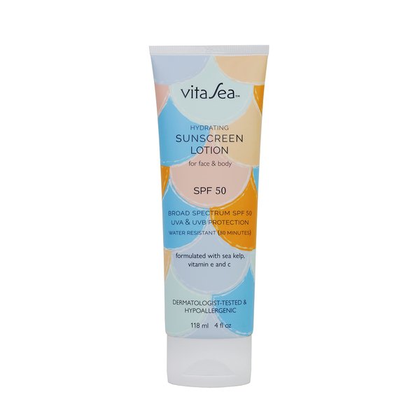 Noodle & Boo VitaSea Hydrating Sunscreen Lotion for Face and Body, Broad Spectrum Reef Friendly Sunscreen SPF 50, UVA & UVB Protection, Formulated with Sea Kelp, Vitamin E & C, 4 Fl Oz