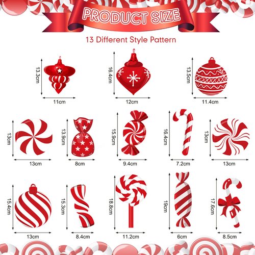 Funrous Peppermint Candy Hanging Swirls Decorations for Ceiling - Red and White Holiday Party Streamers