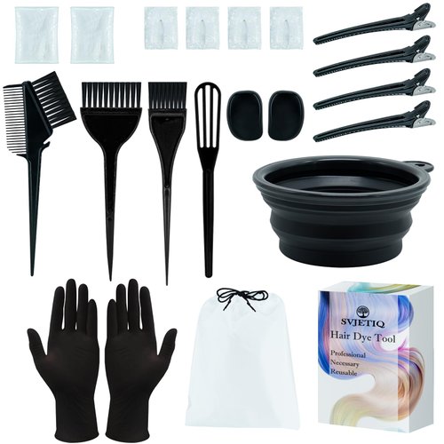 Svjetiq 21Pcs Hair Dye Kit Professional Hair Coloring Products with Hair Dye Brush, Hair Color Bowl, Hair Clips, Applicator, Earcover for Salon Bleaching & Hair Coloring at Home