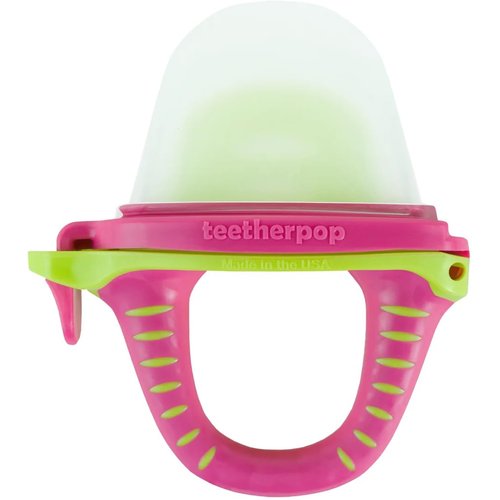 teetherpop - Fillable Silicone Teether for Breastmilk, Water, Purees & More, Baby Popsicle Teethers for Freezing Milk & Cooling Teething Relief (PinkLimon)