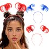 Haomye Pom Pom Headbands Tinsel Ponytail Hairbands Cute Head Bopper Glitter Costume Hair Hoop for Birthday Christmas Party 2PCS (S-C)