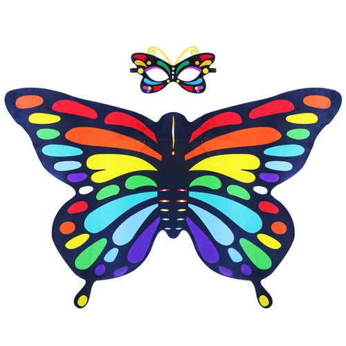 Creatoy Butterfly Wings Toddler Caterpillar Costume Kids Rainbow Dress Up Wings for Boys Girls Butterfly Bug Pretend Play Halloween Supplies Insect Party Favors Story Character Accessories