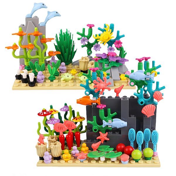 Mini Ocean Animals Building Block Set,Ocean Animals Aquarium, Under The Sea Animals Building Gifts, Ocean Block Toys for Kids Boys and Girls