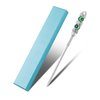 Beaded Letter Opener Envelope Letter Openers with Wire Wrapped 2 Semicircle Marble Stainless Steel Envelope Opener Slitter for DIY Gift Office Home Supplies (Green Marble)