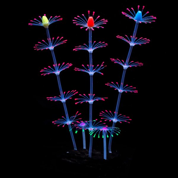 Uniclife Strip Coral Plant Ornament Glowing Effect Silicone Artificial Decoration for Fish Tank, Aquarium Landscape - Pink