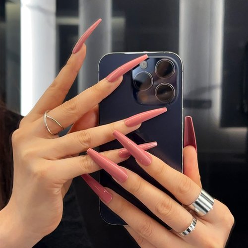 GoldFinger Press On Nails Full Cover Nails Glue On Nails Manicure XXXL Fake Nails with Glue (Light Up)