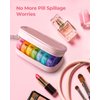 AMOOS Cute Pill Organizer 2 Times a Day, PU Leather Pill Case for Women, Portable Weekly Pill Box for Purse with Storage Bag to Hold Vitamins/Medications/Fish Oils/Supplements, Pink