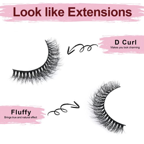 SONAFEEL Short Eyelashes Curly Lashes 12mm Fluffy Mink Lashes D Curl 10Pairs Short Russian Strip Lashes Pack Reusable False Eyelashes