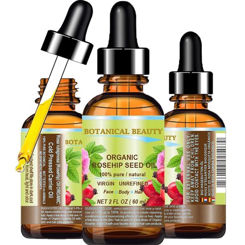 Botanical Beauty ORGANIC ROSEHIP SEED OIL Pure For Face, Skin, Hair and Body. Anti-Aging Moisturizer Facial Oil 2 Fl oz 60 ml