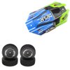 KingVal Replacement Plastic RC Car Front Shell Cover with Tire Tyre Wheel Set Combo Compatible with WLtoys 144001 1/14 4WD RC Car