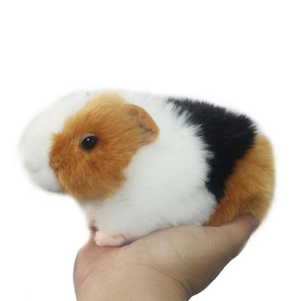 Fadoofa 8" Guinea Pig Plush Stuffed Guinea Pig Long Fur Guinea Pig Stuffed Animal Realistic Super Soft Toy Kids Gift (Brown+Black+White)