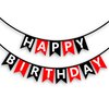 Happy Birthday Banner Sign Red Black Cardstock Decorations Birthday Flag Bunting Backdrop Decor Party Supplies Happy Birthday Decorations for Girls Boys Women