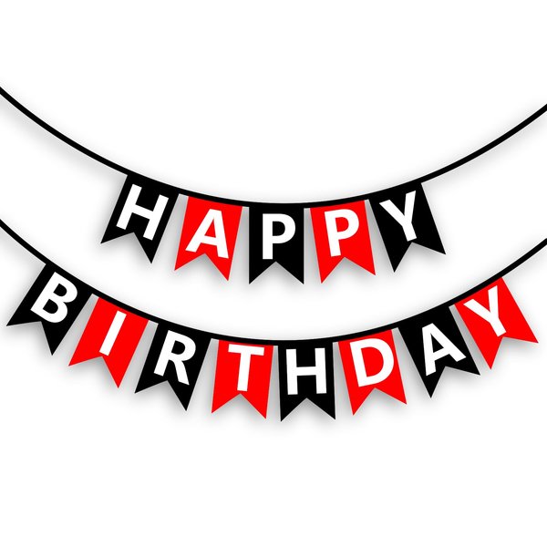 Happy Birthday Banner Sign Red Black Cardstock Decorations Birthday Flag Bunting Backdrop Decor Party Supplies Happy Birthday Decorations for Girls Boys Women