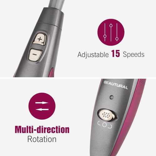 BEAUTURAL Professional Manicure and Pedicure Set Kit, Electric Nail Drill Machine, 10-Piece Attachments Plus 20 Sanding Bands, Electric Nail File Set, Hand Foot & Nail Tools [Upgraded Version]