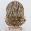 RENERSHOW Short Mixed Blonde Curly Wig with Bangs Natural Wavy Synthetic Wigs for Women
