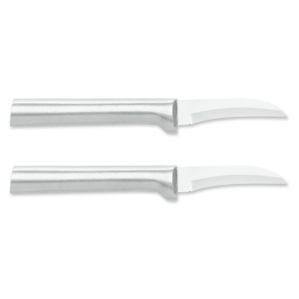 RADA Cutlery Curved Paring Knife Stainless Steel Blade With Aluminum Made in USA, 6-1/8 Inch, Silver handle, 2 Pack