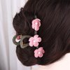 Leadigol 2PCS Elegant Pearl Flower Hair Claw,Flower Ponytail Holder Simple Hair Crab Clip Sweet Shark Clip for Women