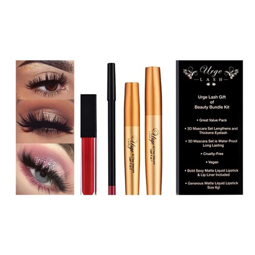 makeup kit all in one-Urge Lash Gift of Beauty Bundle Lip Kit- 3D Fiber Mascara Kit Set Lash it up-Masacara Primer,makeup kits for women,Lash Booster-eyelash extensions mascara