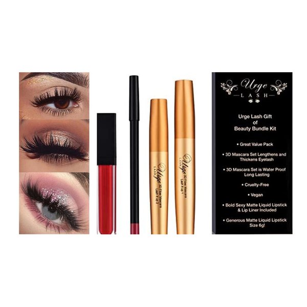 makeup kit all in one-Urge Lash Gift of Beauty Bundle Lip Kit- 3D Fiber Mascara Kit Set Lash it up-Masacara Primer,makeup kits for women,Lash Booster-eyelash extensions mascara