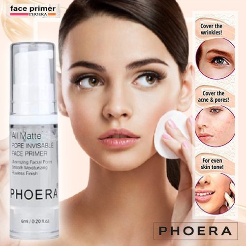 Phoera Foundation Full Coverage Makeup Set - Includes x2 Sand 30ml Matte Foundation, 6ml Face Primer & Liquid Foundation Brush for Easy Application