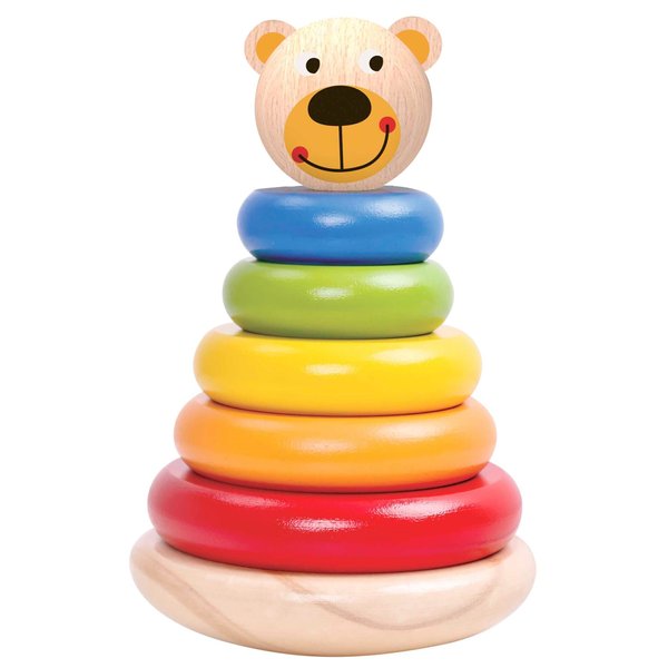 TOOKYLAND Wooden Bear Wobble Stacker - 7pcs Stacking Tower Toy, Ages 12m+