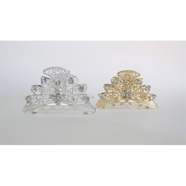 Generic Gold or silver clear or ab crystal metal hair claw clip jaw clip (Primary color: Gold/AB crystals)