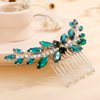 Xerling Brides Wedding Hair Comb Handmade Green Rhinestone Crystal Hair Side Comb Bridal Hair Pieces Boho Headpiece Hair Jewelry Accessories for Women Flower Girls (Green)