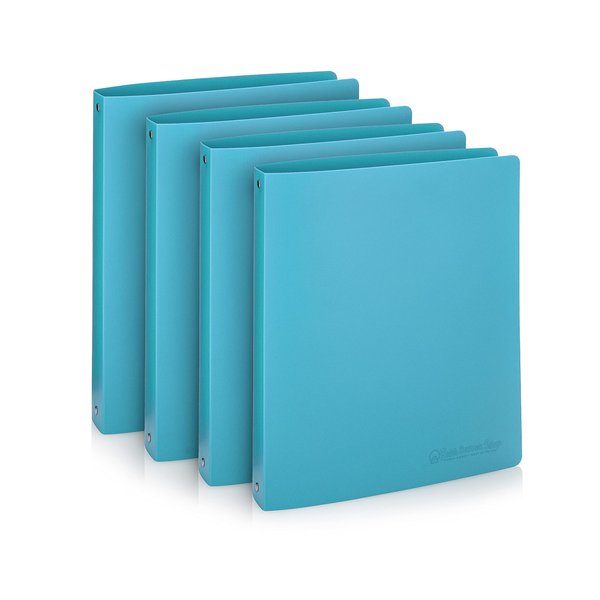 Premium Economy 3 Ring Binder, 1 Inch Pull-Open Round Rings, Holds 175 Sheets, Flexible, Lightweight, 4-Pack, Side Opening, Blue