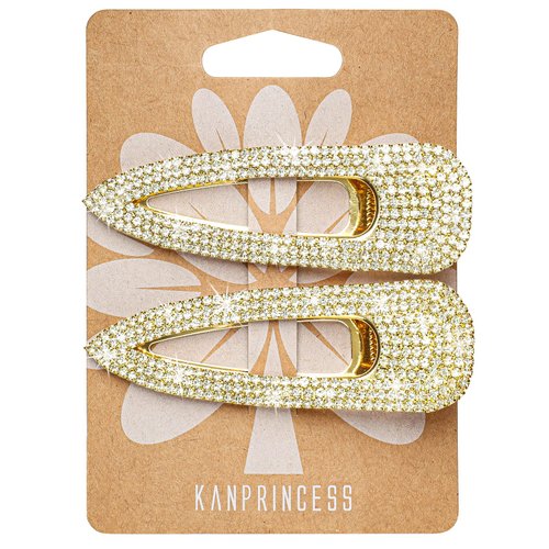 KANPRINCESS 2PCS 3.3Inch Rhinestones Hair Clips,Gold Hair Clips Barrettes, Rhinestones Hair Accessories for Women Girls Bridal,Wedding,Party,Prom(Gold)