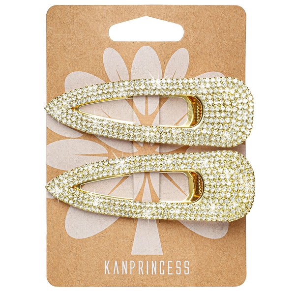 KANPRINCESS 2PCS 3.3Inch Rhinestones Hair Clips,Gold Hair Clips Barrettes, Rhinestones Hair Accessories for Women Girls Bridal,Wedding,Party,Prom(Gold)