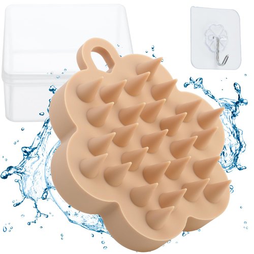 Silicone Scalp Massager Shampoo Brush, Hair Scrubber with Soft Silicone Bristles,Scalp Brush/Exfoliator for Dandruff Removal & Hair Growth Stimulator,Wet Dry Scalp Brush for Scalp Care(Orange)