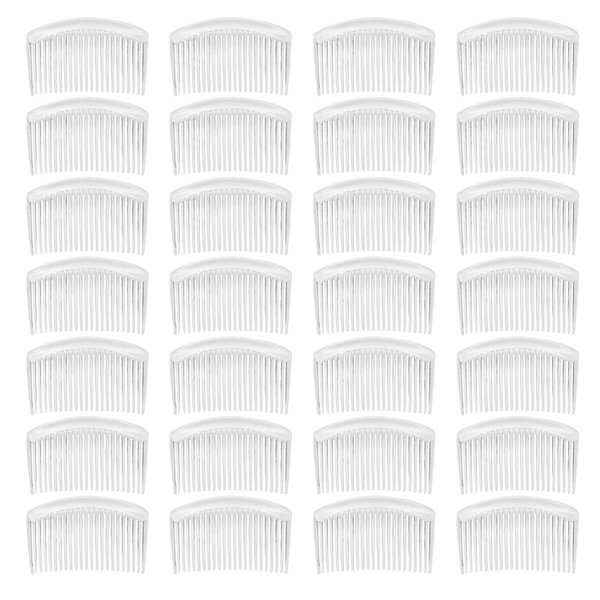 28 Pack Clear White Small Plastic Hair Side Comb With Long Teeth Hairpins Grips Barrettes Clamps Bows for Women Bridal Wedding Veil Decorative Headpiece French Twist Updo Bun Accessories
