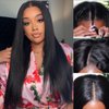 YIROO V Part Wig Yaki Straight Human Hair Wigs for Black Women Upgrade Upart Wig No Leave Out 12A Glueless Kinky Straight V Shape Clip in Half Wig No Glue No Sew Beginner Friendly 180% Density 18 Inch