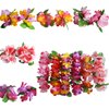 18 Pcs Hawaiian Flower Headband Wristbands Luau Tropical Crown Wreath Headpiece Leaf Bracelets Women Hawaii Hair Hoops Floral Hair Bands Summer Beach Vacation Pool Party Decorations Favors Supplies
