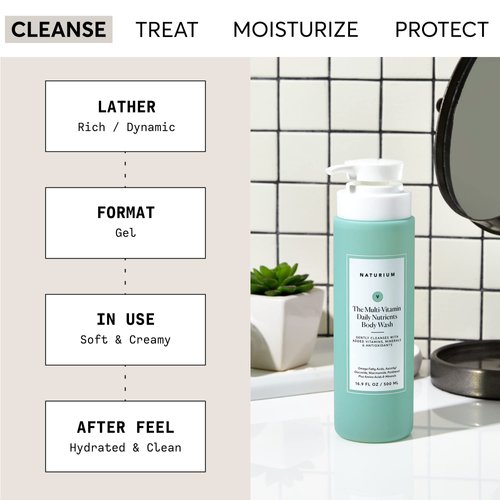 Naturium The Multi-Vitamin Daily Nutrients Body Wash, Hydrating Cleanser 16.9 oz