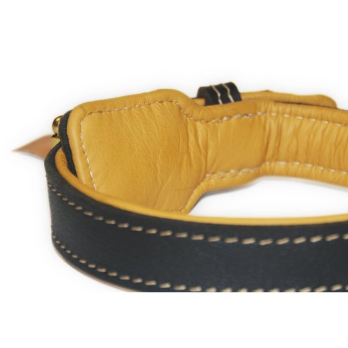 Dean and Tyler "ITALIAN TAILOR", Dog Collar with Nappa Lining and Brass Hardware - Black - Size 26-Inch by 1-1/4-Inch - Fits Neck 24-Inch to 28-Inch