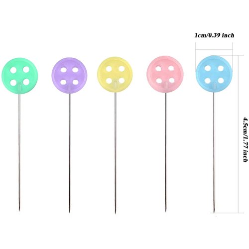200 PCS Flat Head Pins, Straight Pins, Sewing Pins for Fabric, Button Colored Heads Quilting Pins, Boxed for Sewing DIY (Assorted Colors), Mixed