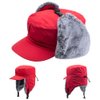 Winter Men Women Tweed Trapper Hunting Hat Elmer Fudd Army Cadet Cap Buffalo Fleece Ear Flaps Red