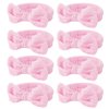 Casoty 8 Pcs Pink Spa Headband, Bow Hair Band, Soft Coral Fleece Makeup Headband, Hair Band for Washing Face, Headbands for Women Makeup, Skincare Headbands for Face Washing Shower Yoga Skin Care