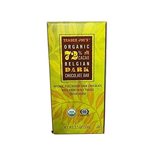 Trader Joe's Fair Trade Organic 72 % Cacao Belgian Dark Chocolate Bar ( pack of 2)