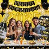 New Years Eve Party Supplies 2025, Happy New Year Decorations 2025 Kit, Gold and Black Balloons Supplies with 2025 Foil Balloons Happy New Year Banner Gold Fringe Curtains Backdrop for NYE Decorations