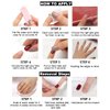 RikView Press on Nails Short Fake Nails Pink Nails Clear Square Acrylic Nails with Sequins