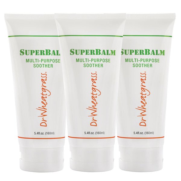 Dr Wheatgrass (Pack of 3) Superbalm 160ml - Antioxidant Rich, Multi-Purpose Soothing Cream for Stiff Muscle, Soft Tissue Injury, Fissure, Anti-Aging, Surface and Deep Tissue Massage