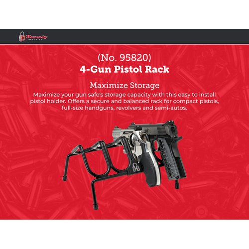Hornady Pistol Rack for Gun Safe, Holds 4 Handguns – Gun Stand for Handgun Storage and Organization, for Pistols and Revolvers – Scratch-Resistant with Non-Slip Feet – Maximize Gun Safe Space