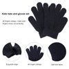 3 Pcs Boys Girls Winter Beanie Hat Scarf Gloves Set Thick Knitted Warm Toddler Winter Hat Mittens Neck Warmer for Kids, Black